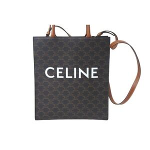 Celine Vertical Tote Canvas Bag Cabas Brown Triomphe